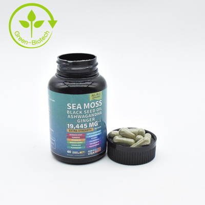 Exemple de supplément de soins de santé Ashwagandha et capsules de mousse de mer