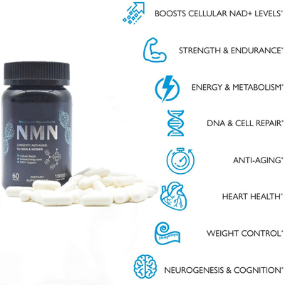 Augmentation pure d'énergie de capsule de supplément de la longévité 600mg Nmn