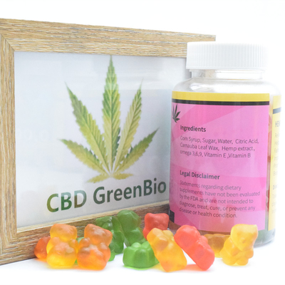 L'extrait CBD de chanvre dorment la libération gommeuse 220g d'effort de douleur par anneaux gommeux de pêche de la bouteille CBD