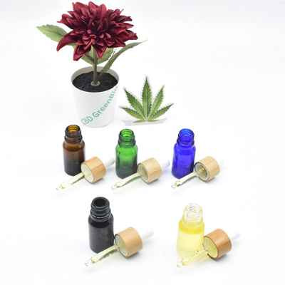 Huile sativa de la bouteille en verre CBD de compte-gouttes de noir du contrôle 10ml 20ml de douleur d'huile de teinture de la fleur CBD de feuille