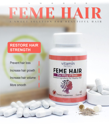 Capsules de la vitamine HACCP 60 de cheveux d'ODM Feme d'OEM par bouteille pour la croissance de cheveux