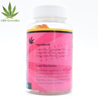 Catégorie comestible de douleur gommeuse de la libération 25mg du chanvre CBD de GMP 60 Gummies par bouteille